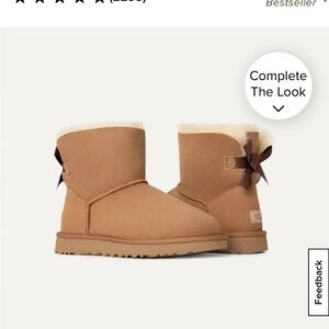 NWT- UGG K Mini Bailey Bow ll Chestnut Suede Ankle Boot